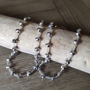 Van Husen long silver beaded necklace